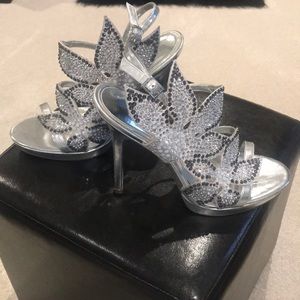 Rhinestone flower petal cut out shoes Brand new